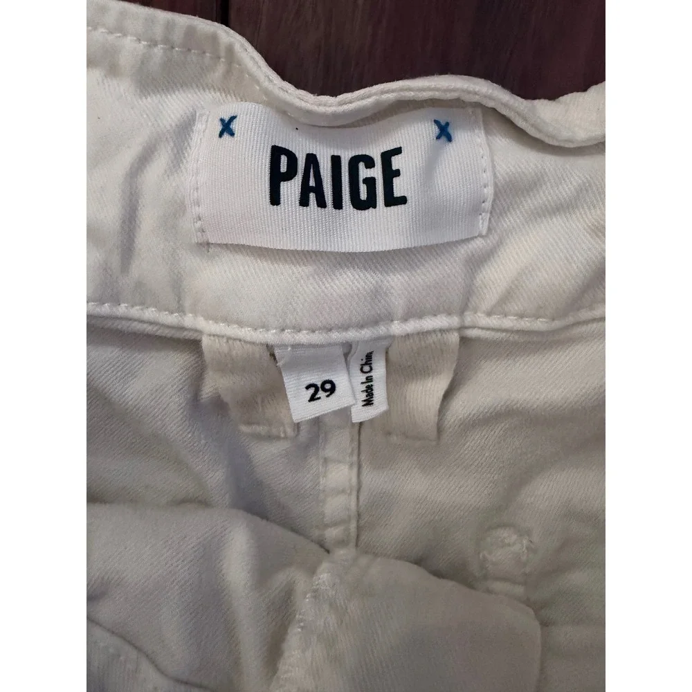 PAIGE Anessa Paperbag Waist Tie Front Shorts Cream Lyocell Blend Size 29 - Picture 3 of 7